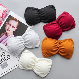  Nieuwe 5 Kleuren Hot Girl Naadloze Losgeknoopt Met Beha Dames Meisjes Katoenen Gewatteerde Bandeau Tube Top Strapless Bh