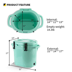 Hielera Redonda Rotomoldeada de 27QT, Caja Refrigeradora Rígida con Retención de Hielo de 5 Días, Hielera Portátil <span class=keywords><strong>para</strong></span> Acampar, Pesca y Actividades al Aire Libre - Product Image 6