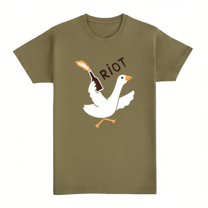 T-shirt Riot Verde Oliva Unisex in cotone con grafica - Product Image 2