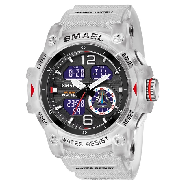 SMAEL 8007 Brand Men Sports Watches Dual Display Analog Digital LED Electronic Quartz Wristwatches Waterproof Swimming Watch
