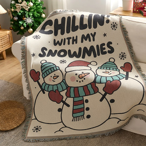 <b>Christmas</b> Cotton <b>Throw</b> Blanket Rectangular Nordic Style Eco-Friendly Home Decor Winter Use - Product Image 5