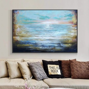 Pittura astratta del <span class=keywords><strong>mare</strong></span> blu 100% pittura a olio dipinta a mano <span class=keywords><strong>su</strong></span> <span class=keywords><strong>tela</strong></span> paesaggio acrilico paesaggio marino pittura Wall Art per la decorazione domestica - Product Image 6