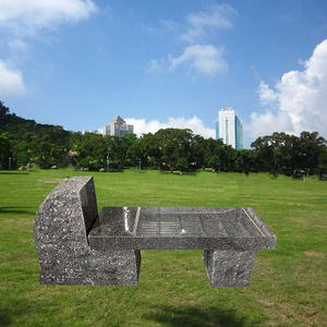 Banc en pierre naturelle chaise en pierre de granit gris chaise extérieure en pierre de parc - Product Image 4