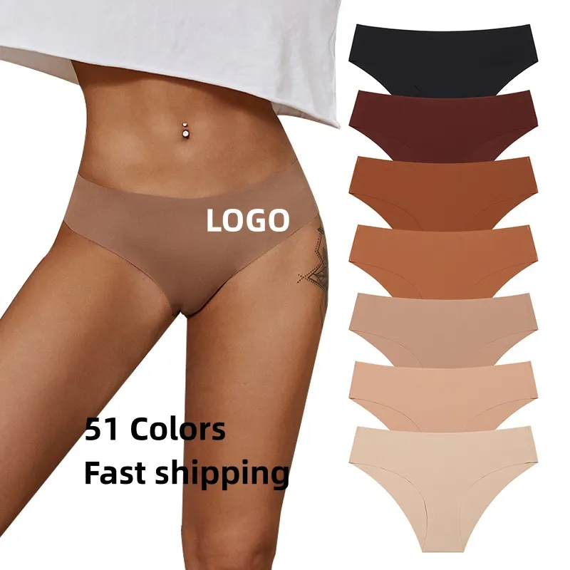 51 Colors Wholesale Ice Silk Women Hipster Underpants Low Rise Breathable Custom Logo Sexy Secret Seamless Underwear Panties