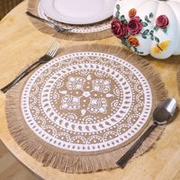 Nouveau chemin de table et napperon pour noël napperons en tissu de jute pour table à manger