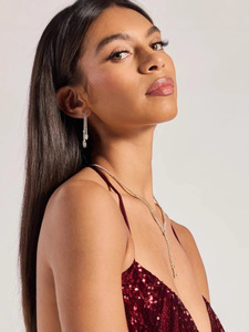 Best-selling European and American women's clothing: sexy strap <b>sequin</b> dress, fashionable and versatile long gown - Product Image 5