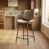 Chaise de comptoir moderne rembourrée en velours, dossier solide, pieds en métal, style minimaliste, pour salon, loisirs, mobilier de maison