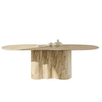 Meubles de maison de Style urbain nordique Wabi-sabi Table longue Table à manger en travertin naturel Beige pour cuisine Restaurant salle à manger