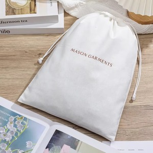 Pochette de luxe personnalisée avec logo, en coton blanc, avec cordon de serrage, recyclable, anti-poussière, pour chaussures et vêtements - Product Image 6