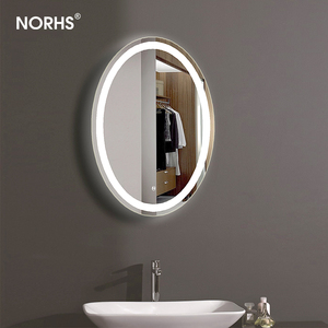 Wholesale Chinese interior decorative oval <span class=keywords><strong>LED</strong></span> wall glass ring light sensor hotel toilet bathroom mirror - Product Image 1