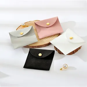 Suede Bracelet Jewellery Pouch Metal Button Velvet Bag Jewelry Bracelet Necklace Package Bag