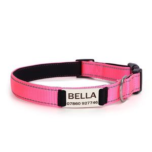 Collier pour chien personnalisé, simple, solide, doux, réglable, grand, avec boucle de fermeture, réfléchissant, en néoprène respirant, en nylon pour - Product Image 4