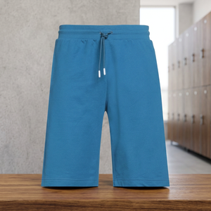 Pantalones Cortos Bermuda de Algodón Azul Sólido para Hombre, Cintura Media, Cordón Ajustable, Tejido Casual, Transpirable - Product Image 4