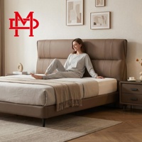 XIYUAN Cadre de lit king size en bois avec sommier tapissier, revêtement en cuir véritable moderne, écologique, durable et robuste, forte capacité de charge
