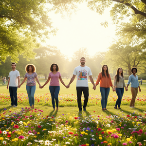 Camiseta Floral de Manga Larga con Estampado de Paz, Amor y Bondad, para Apoyar los Derechos LGBTQ+, Artículo Promocional - Product Image 3