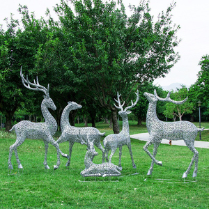 S018B acier inoxydable animal chèvre sculpture personnalisé grand fer porche cadre paysage extérieur parc métal miroir décoration statues - Product Image 2