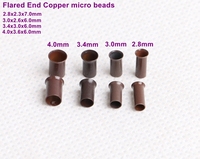 2,8mm 3,0mm 3,4mm 4,0mm Micro Link Perlen Haarverlängerungswerkzeuge Ohne Silikon Flare Edge Micro Kupferrohre I-Tip Haarverlängerungen