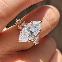 Bague de fiançailles en or massif 10K/14K/18K avec diamant de laboratoire taille marquise 0,5-3 carats, motif floral personnalisé, certifié IGI VS VVS
