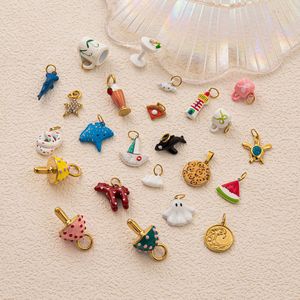 Pendentifs en émail en forme de champignon et de <span class=keywords><strong>pizza</strong></span> en acier inoxydable YIMEIL&Wholesale – Large gamme de motifs mignons pour bracelets et colliers DIY - Product Image 4