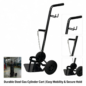 Industrial Single Oxygen Cylinder Hand Truck Steel Gas Tank Trolley <b>Welding</b> Bottle <b>Cart</b> Chain Lock Workshop Material Handling - Product Image 6