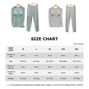 Ensemble de pyjama long pour femme enceinte, hauts et pantalons de <span class=keywords><strong>maternité</strong></span> et d'<span class=keywords><strong>allaitement</strong></span>, croisé sur le devant, tailles M L XL XXL 3XL - Product Image 2