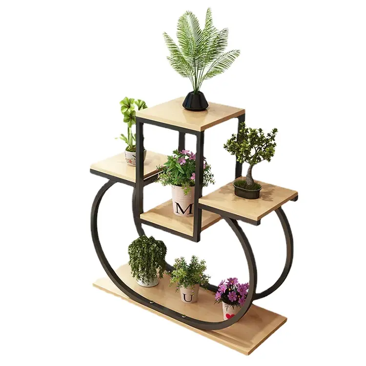 New 2024 Design Cheap Flowerpot Display Stand Plant With Built-In Shelf For Balcony