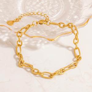 Stainless Steel Jewelry <b>Set</b> Geometric Oval Chain Necklace <b>Bracelet</b> Unisex Fashion Jewelry - Product Image 3