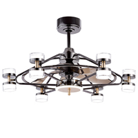 Ventilateur Led de refroidissement de luxe plafonnier lustre éclairage combiné ventilateur de plafond à moteur CC avec lumière et télécommande