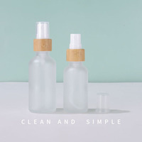 Flacon pulvérisateur en verre pour huile essentielle, en bambou, transparent givré brun, pour cosmétiques liquides de soin de la peau, vente en gros