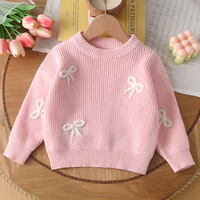 Pull tricoté pour bébé fille, hauts à manches longues avec nœud, collection Noël, pour enfants de 1 à 6 ans, vente en gros hiver