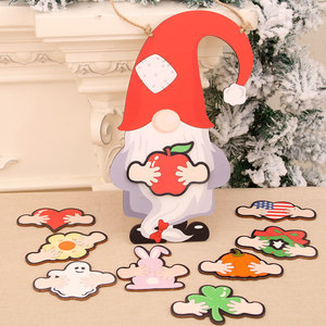 Nouvelle décoration de porte en bois DIY remplaçable pour accueillir les invités pendant Noël, Halloween, Pâques, la Fête des récoltes, etc. - Product Image 1