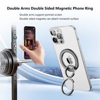 Support de téléphone de bureau magnétique en métal à double anneau personnalisé avec anneau de maintien flexible réglable en hauteur et poignée universelle