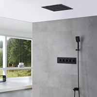 Douche de pluie intelligente avec tête de douche LED musicale de 16 pouces, eau chaude et froide, cascade, pluie