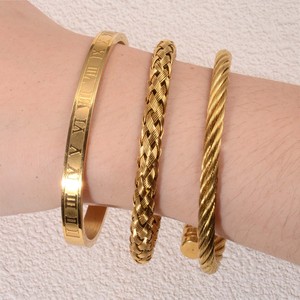 Stainless Steel Wire Rope <b>Bracelet</b> <b>Set</b> Men's Cross Design Gift Jewelry Yiwu Origin YM 0408 - Product Image 3