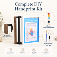 Kit complet de cadre photo en bois pour empreintes de mains, noir, blanc, marron, cadre souvenir personnalisé pour baby shower, cadeau familial