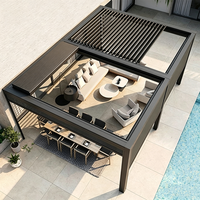 Pergola électrique rétractable de luxe pour l'extérieur avec toit à lamelles en aluminium réglables pour jardin, piscine, patio, protection solaire