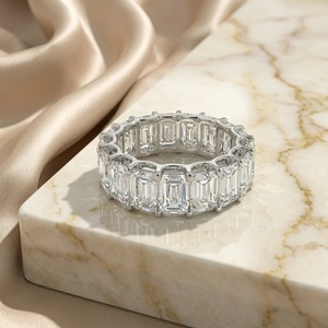 <b>Emerald</b> Eternity <b>Band</b> Diamond <b>Ring</b> - 9k, 14k 18k Gold - Product Image 1