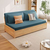 Canapé-lit pliant moderne avec rangement escamotable, structure en bois massif, 2 places, pour salon et chambre à coucher