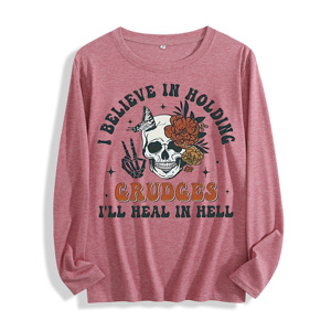 เสื้อยืดแขนยาวมีหลายสีผ้านุ่ม "ฉันเชื่อในการถือลายกะโหลกกราฟิก" - Product Image 4