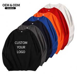 Sweat-shirt à col rond avec poche, manches longues, en coton épais, unisexe, uni, extra large, vêtements personnalisés - Product Image 1