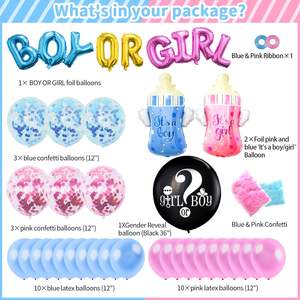 Kit de Décorations pour Révélation de Sexe, Fournitures de Fête avec Ballon de 36 Pouces, Ballon en Aluminium Garçon ou Fille, Pompons en Papier, Nappe, Accessoires Photo - Product Image 3