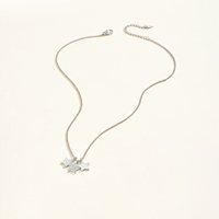 Kalung Liontin FUAMAY Gaya Celestial Ramah Lingkungan Berlapis Emas 18K/Rhodium dengan Tekstur Bertumpuk Tiga Bintang CZ Grosir