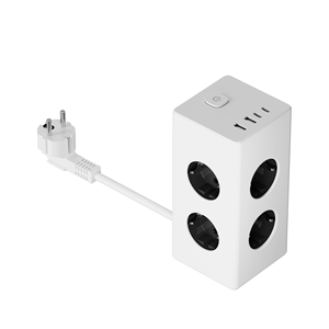 CE/KC 90 Degree Rotating Cable 8 Outlets Tower Power Strip with EU Power Cord 17W 2 <b>USB</b>-A 2 <b>USB</b>-C Can Stand up or Lie Down - Product Image 2