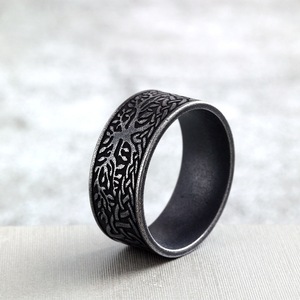 Anillo Retro Europeo Americano de Acero Inoxidable con Diseño de Árbol de la Vida para Hombres y Mujeres, Joyería de Boda 08204 08205 - Product Image 2