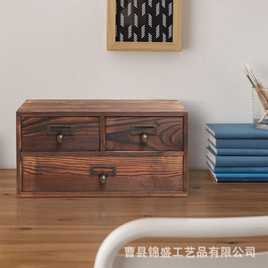 Wooden desktop <b>storage</b> <b>box</b> with <b>drawers</b>, mini <b>storage</b> cabinet for desks and stationery organizers, pull-out compartment jewelry - Product Image 5