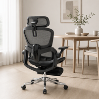 Chaise de bureau pivotante en maille moderne Konfot - Ergonomique avec accoudoirs 5D, appui-tête 4D, commande filaire