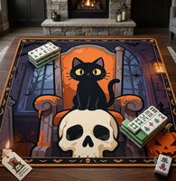 Tapis de Mahjong Américain Antidérapant Personnalisé pour Halloween, Couverture de Table de Jeu en Caoutchouc Insonorisé Motif Citrouille Effrayante, Vente en Gros