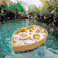 Vente en gros de plateau de piscine à cœur flottant en rotin de haute qualité tissé à la main pour hôtel plage eau service extérieur