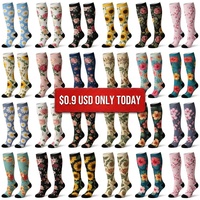 Chaussettes de compression montantes à motif floral pour infirmières, idéales pour le soulagement des varices