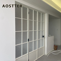 Porte pliante en aluminium AOSTTER de style grille avec panneau de sécurité transparent et amortisseur à fermeture douce pour architecture classique